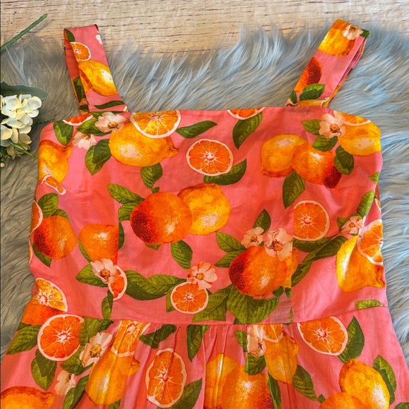 Talbots Tiered Maxi Dress Lemons and Oranges sz 2P - Picture 2 of 9